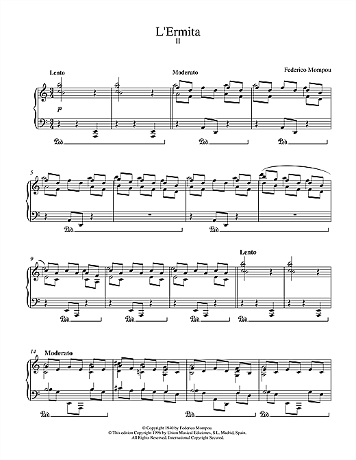 Learn to play Mompou L'ermita sheet music for Piano in minutes. Mompou L'ermita sheet music notes and chords