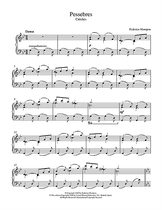 Learn to play Mompou Pessebres Creches I sheet music for Piano in minutes. Mompou Pessebres Creches I sheet music notes and chords