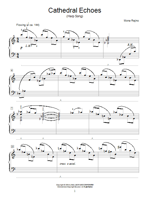 Learn to play Mona Rejino Cathedral Echoes (Harp Song) sheet music for Easy Piano in minutes. Mona Rejino Cathedral Echoes (Harp Song) sheet music preview music notes and score for Easy Piano including 4 page(s)