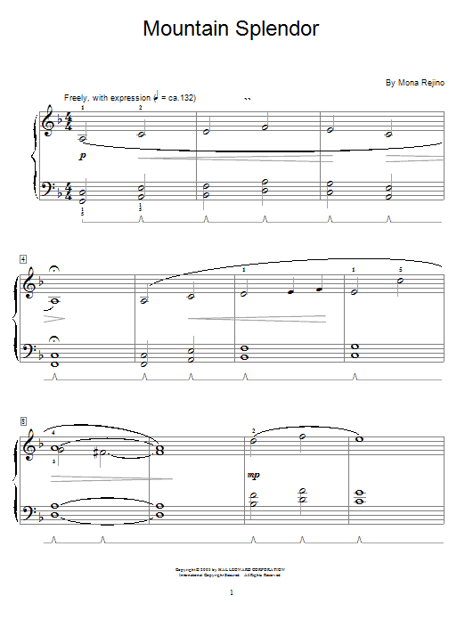 Learn to play Mona Rejino Mountain Splendor sheet music for Easy Piano in minutes. Mona Rejino Mountain Splendor sheet music notes and chords