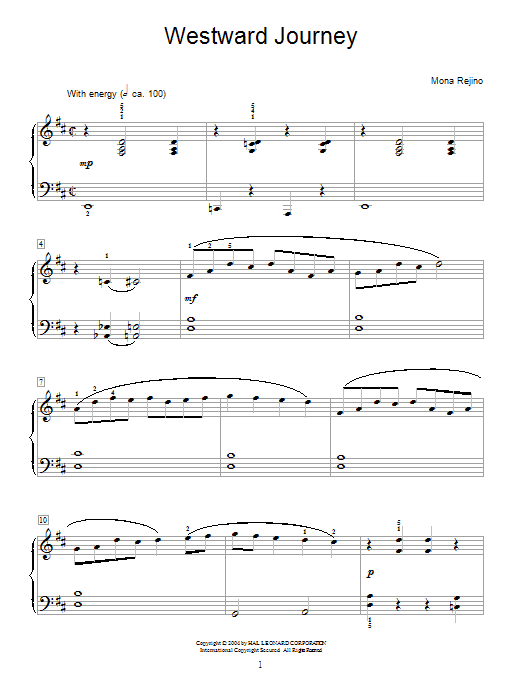 Learn to play Mona Rejino Westward Journey sheet music for Easy Piano in minutes. Mona Rejino Westward Journey sheet music preview music notes and score for Easy Piano including 5 page(s)