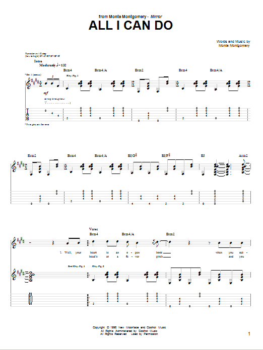 Learn to play Monte Montgomery All I Can Do sheet music for Guitar Tab in minutes. Monte Montgomery All I Can Do sheet music preview music notes and score for Guitar Tab including 7 page(s)