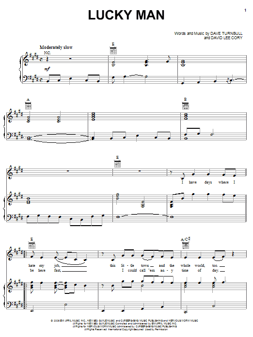 Learn to play Montgomery Gentry Lucky Man sheet music for Piano, Vocal & Guitar (Right-Hand Melody) in minutes. Montgomery Gentry Lucky Man sheet music preview music notes and score for Piano, Vocal & Guitar (Right-Hand Melody) including 6 page(s)