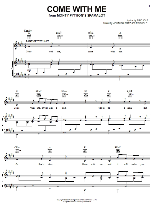 Learn to play Monty Python's Spamalot Come With Me sheet music for Easy Piano in minutes. Monty Python's Spamalot Come With Me sheet music preview music notes and score for Easy Piano including 2 page(s)