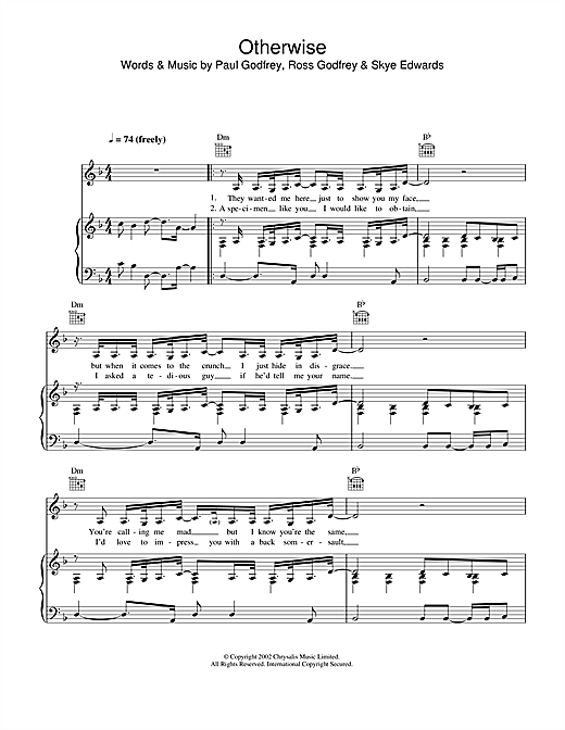 Learn to play Morcheeba Otherwise sheet music for Piano, Vocal & Guitar (Right-Hand Melody) in minutes. Morcheeba Otherwise sheet music notes and chords