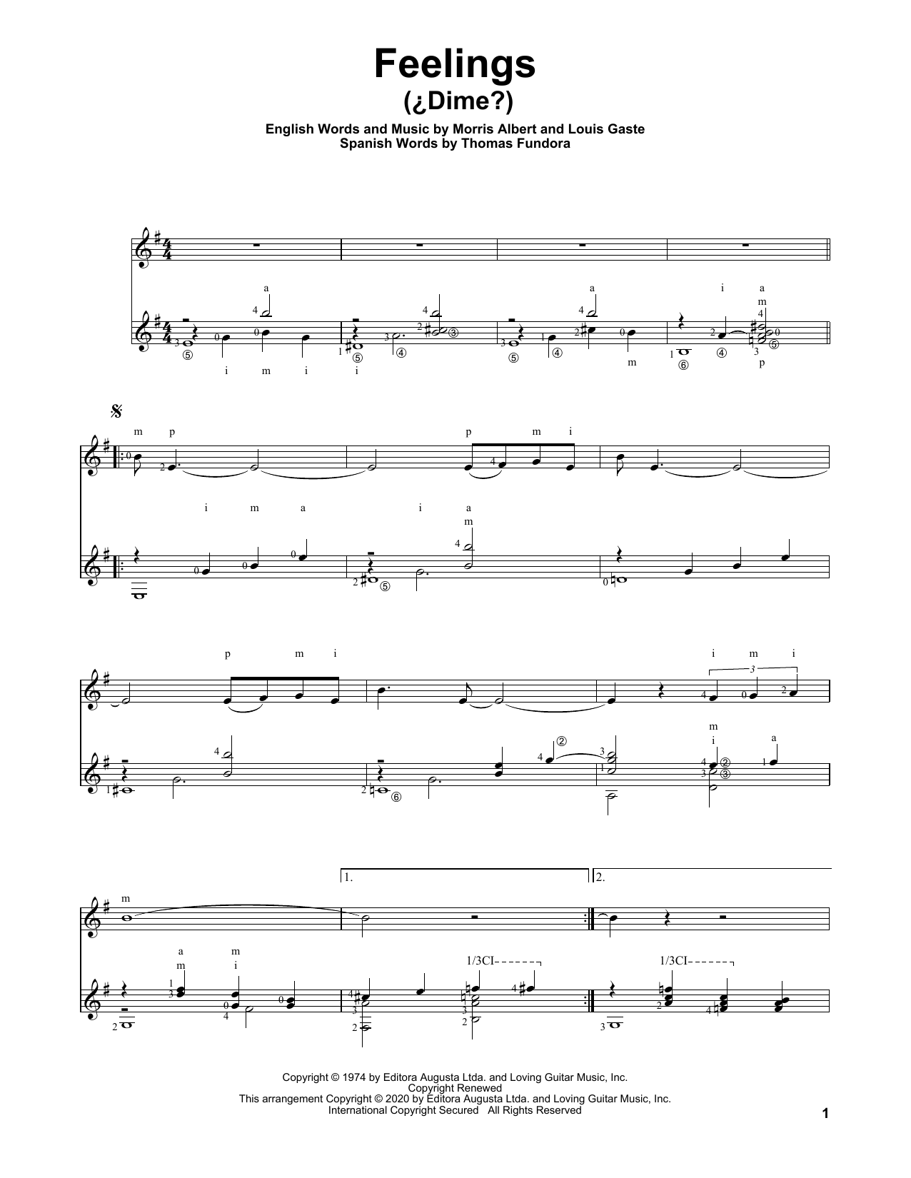 Morris Albert Feelings (¿Dime?) sheet music, chords, lyrics - Printable PDF for Easy Ukulele Tab