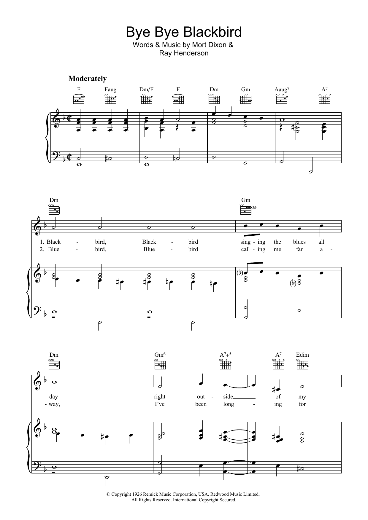 Learn to play Mort Dixon Bye Bye Blackbird sheet music for Ukulele in minutes. Mort Dixon Bye Bye Blackbird sheet music preview music notes and score for Ukulele including 2 page(s)
