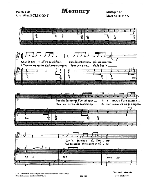 Learn to play Mort Shuman Memory sheet music for Piano & Vocal in minutes. Mort Shuman Memory sheet music notes and chords