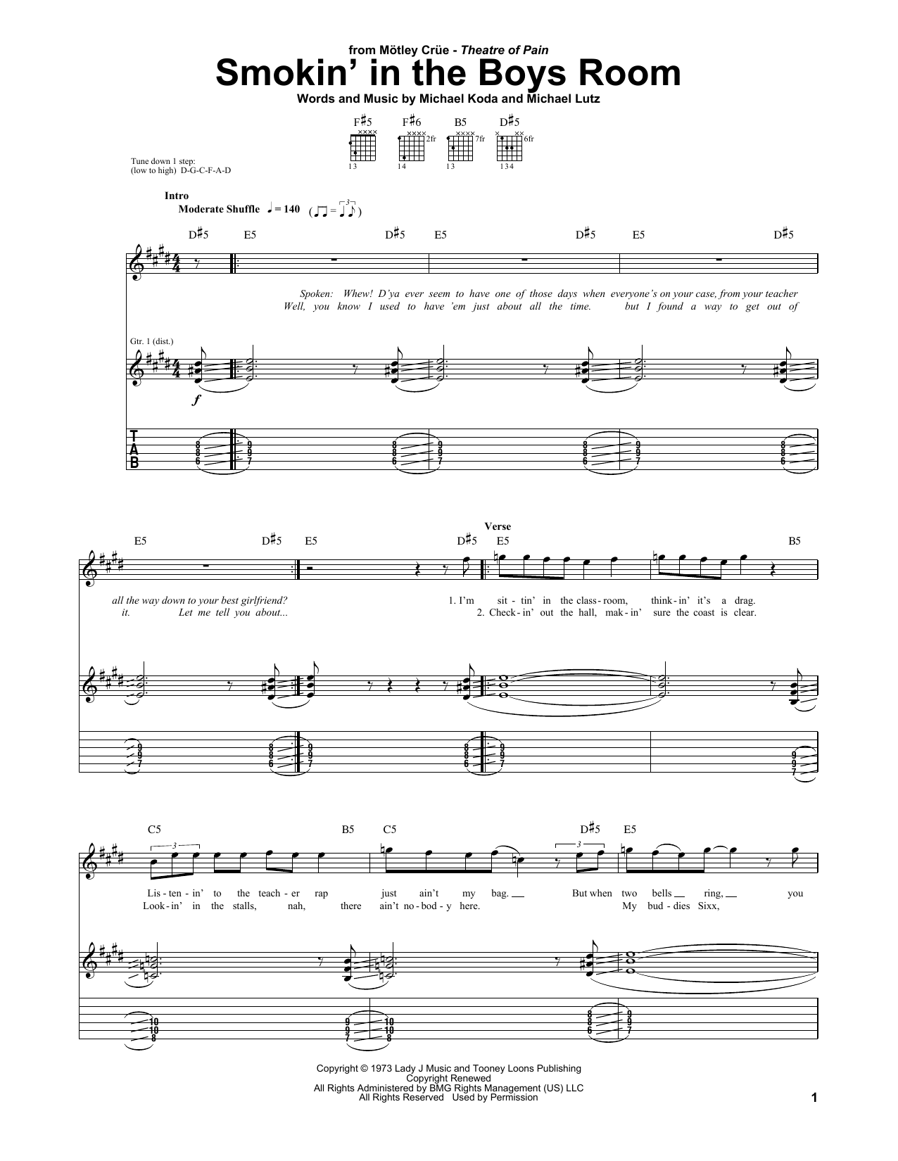 Learn to play Motley Crue Smokin' In The Boys Room sheet music for Lyrics & Chords in minutes. Motley Crue Smokin' In The Boys Room sheet music preview music notes and score for Lyrics & Chords including 3 page(s)
