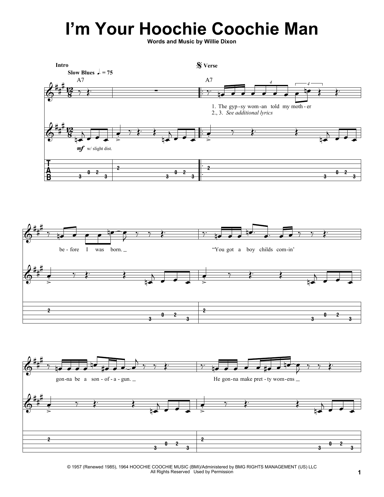 Muddy Waters I'm Your Hoochie Coochie Man sheet music preview music notes and score for E-Z Play Today including 3 page(s)