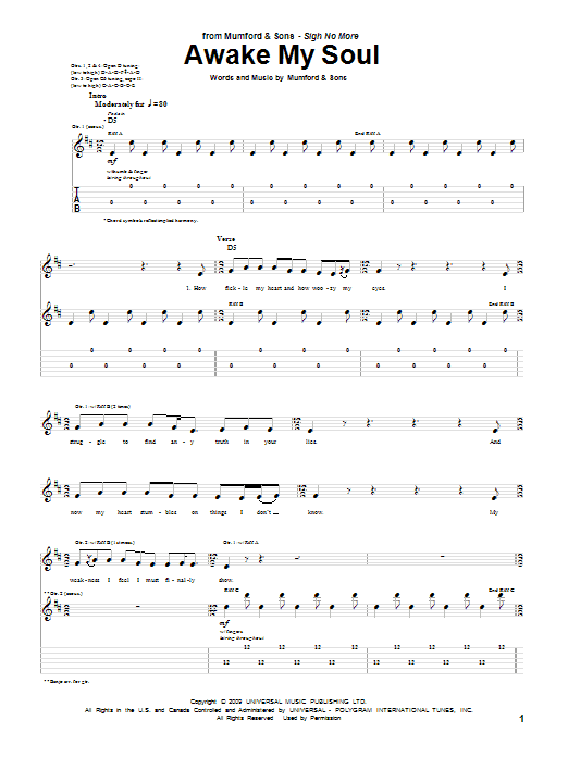 Learn to play Mumford & Sons Awake My Soul sheet music for Guitar Tab in minutes. Mumford & Sons Awake My Soul sheet music preview music notes and score for Guitar Tab including 11 page(s)