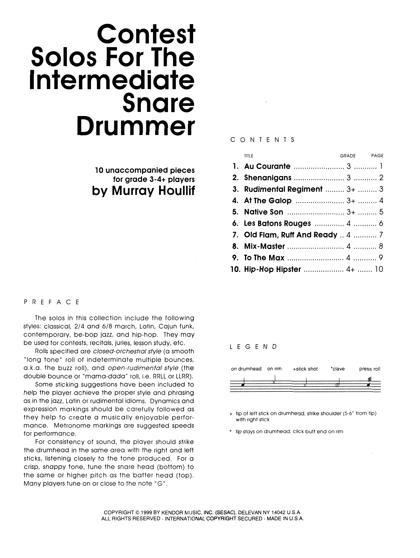 Learn to play Murray Houllif Contest Solos For The Intermediate Snare Drummer sheet music for Percussion Solo in minutes. Murray Houllif Contest Solos For The Intermediate Snare Drummer sheet music preview music notes and score for Percussion Solo including 11 page(s)