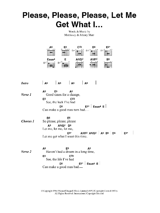 Muse Please, Please, Please, Let Me Get What I Want sheet music, chords, lyrics - Printable PDF for Guitar Chords/Lyrics