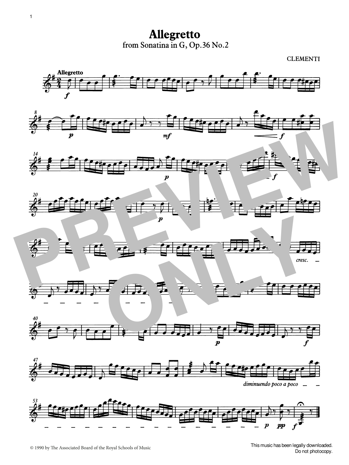Muzio Clementi Allegretto (score & part) from Graded Music for Tuned Percussion, Book III sheet music, chords, lyrics - Printable PDF for Percussion Solo