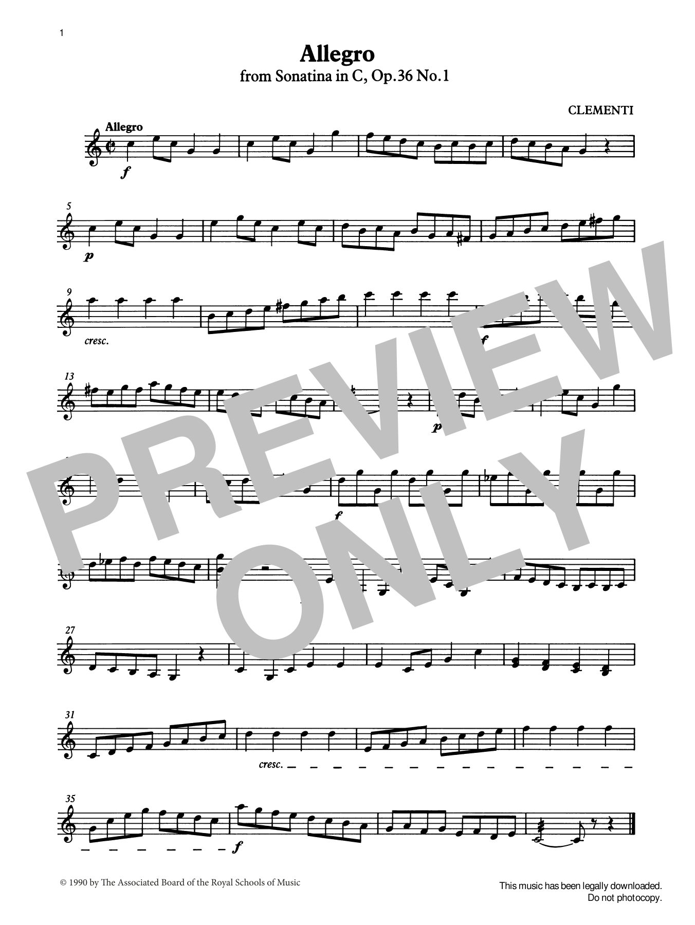 Muzio Clementi Allegro from Graded Music for Tuned Percussion, Book II sheet music, chords, lyrics - Printable PDF for Percussion Solo