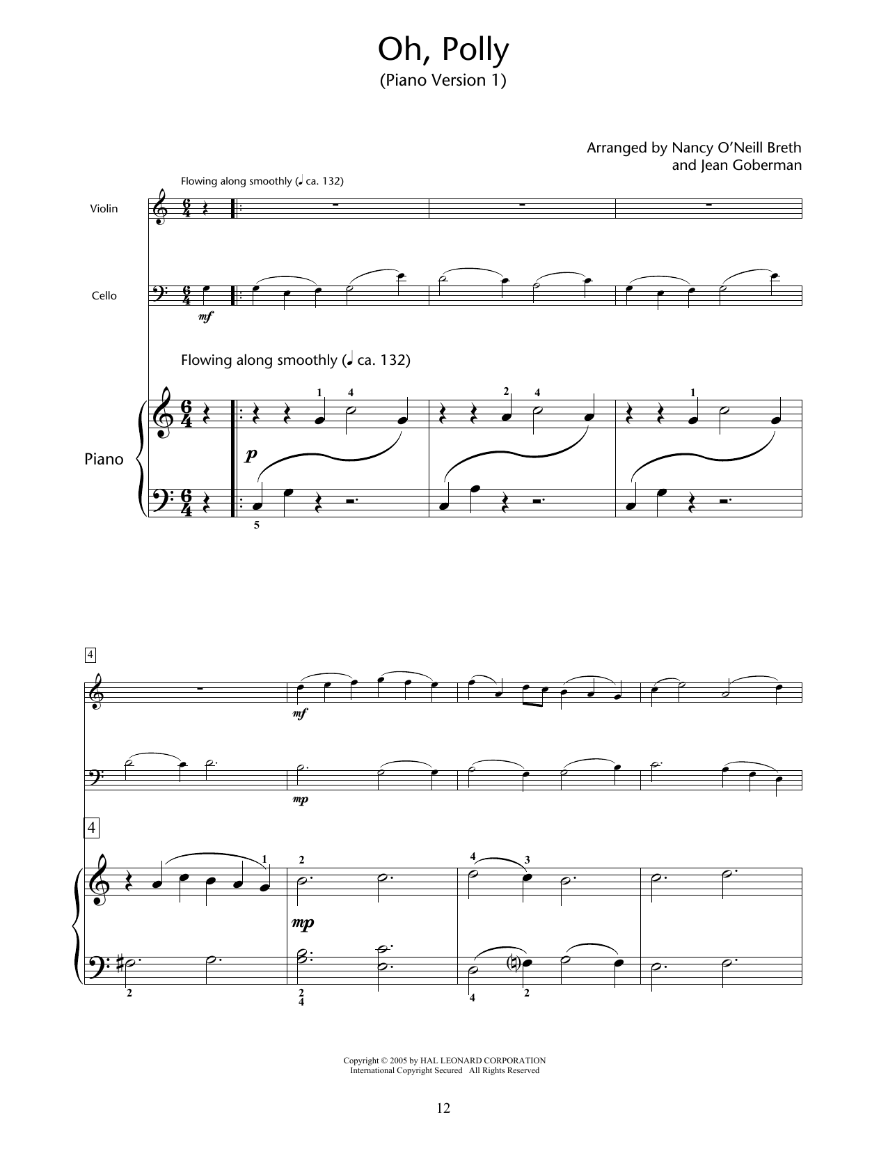 Nancy O'Neill Breth & Jean Goberman Oh, Polly sheet music, chords, lyrics - Printable PDF for Educational Piano Ensemble