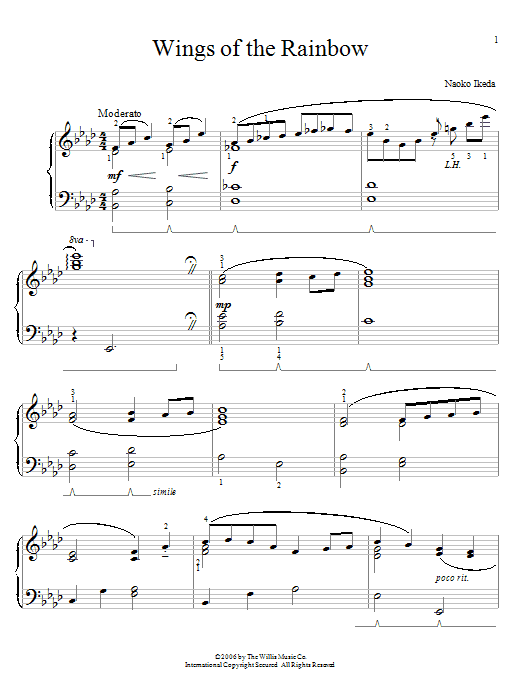 Learn to play Naoko Ikeda Wings Of The Rainbow sheet music for Easy Piano in minutes. Naoko Ikeda Wings Of The Rainbow sheet music preview music notes and score for Easy Piano including 3 page(s)