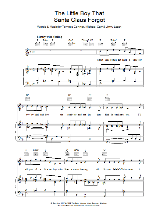 Learn to play Nat King Cole The Little Boy That Santa Claus Forgot sheet music for Piano, Vocal & Guitar (Right-Hand Melody) in minutes. Nat King Cole The Little Boy That Santa Claus Forgot sheet music preview music notes and score for Piano, Vocal & Guitar (Right-Hand Melody) including 3 page(s)