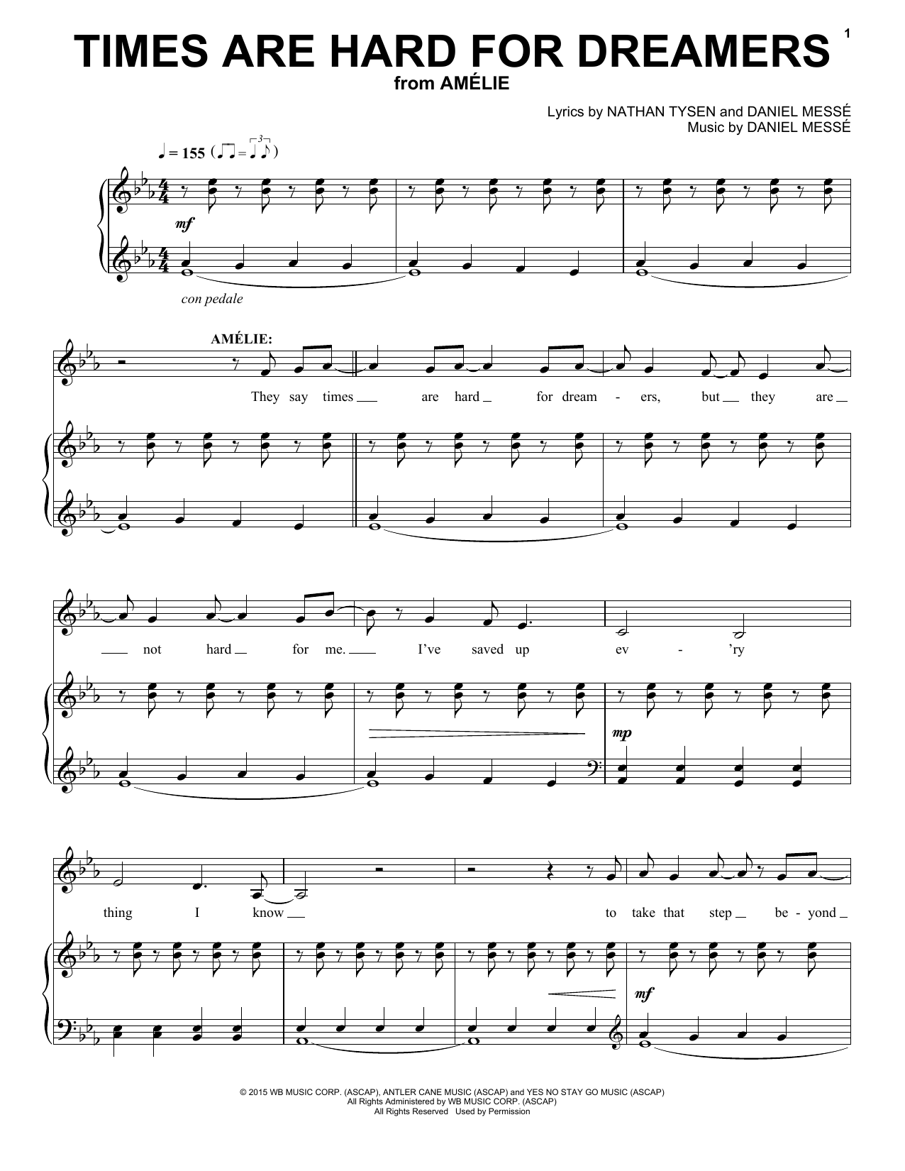 Nathan Tysen & Daniel Messé Times Are Hard For Dreamers sheet music, chords, lyrics - Printable PDF for Piano & Vocal