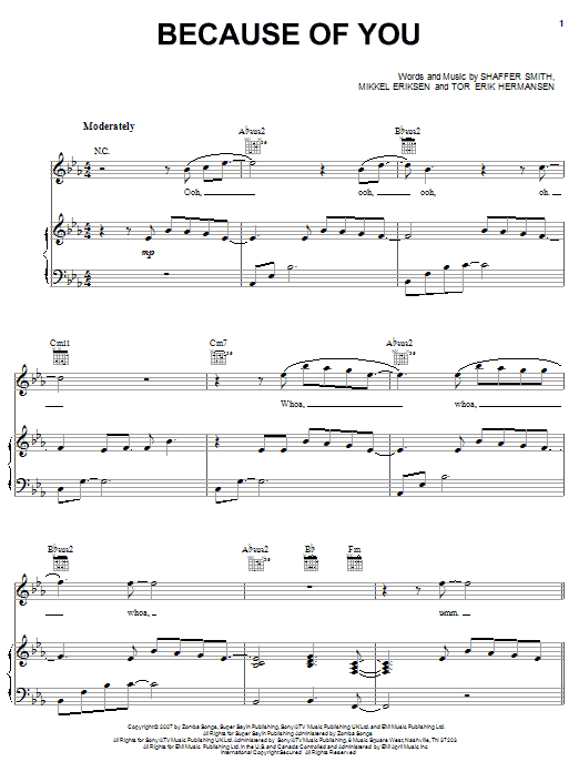Learn to play Ne-Yo Because Of You sheet music for Piano, Vocal & Guitar (Right-Hand Melody) in minutes. Ne-Yo Because Of You sheet music preview music notes and score for Piano, Vocal & Guitar (Right-Hand Melody) including 6 page(s)