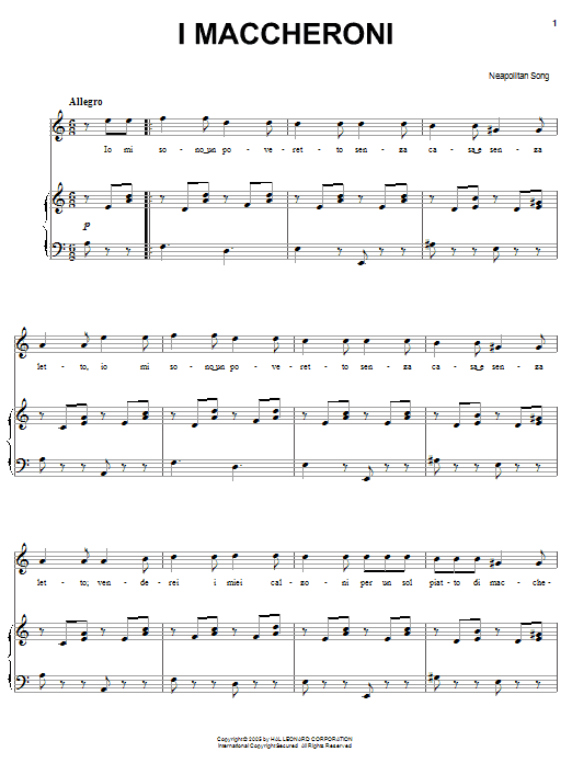 Learn to play Neapolitan Song I Maccheroni sheet music for Guitar Tab in minutes. Neapolitan Song I Maccheroni sheet music preview music notes and score for Guitar Tab including 3 page(s)