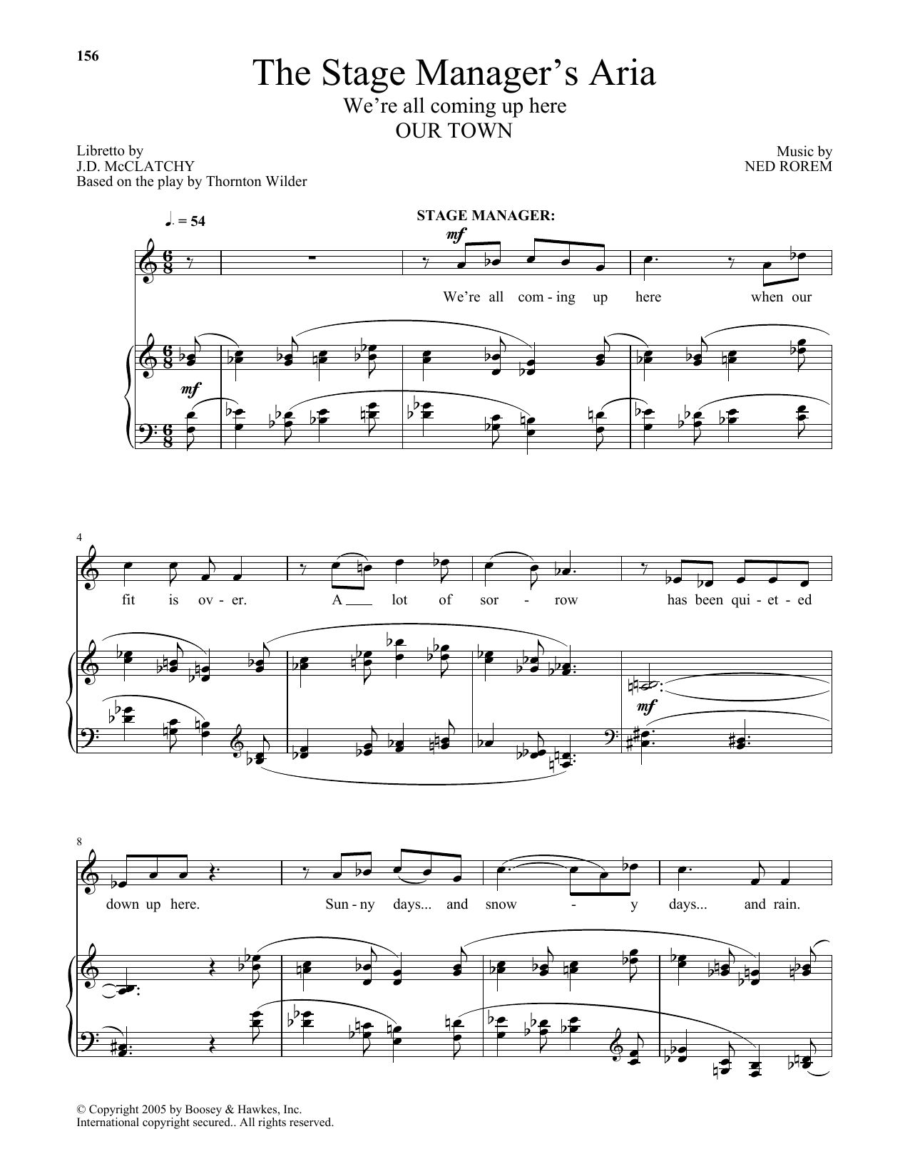 Ned Rorem The Stage Manager's Aria sheet music, chords, lyrics - Printable PDF for Piano & Vocal