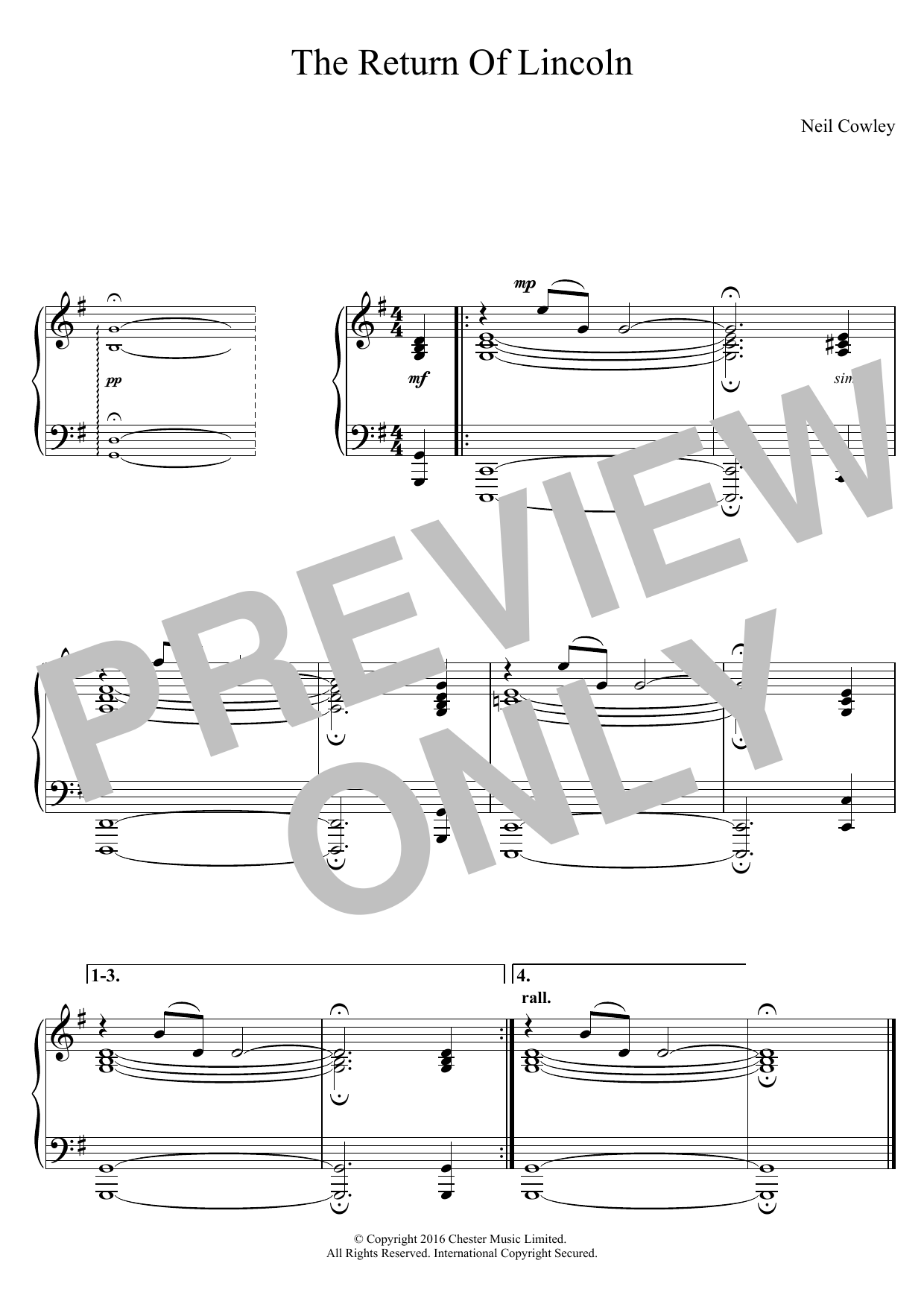Neil Cowley Trio The Return Of Lincoln sheet music, chords, lyrics - Printable PDF for Piano