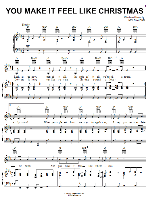 Learn to play Neil Diamond You Make It Feel Like Christmas sheet music for Piano, Vocal & Guitar (Right-Hand Melody) in minutes. Neil Diamond You Make It Feel Like Christmas sheet music preview music notes and score for Piano, Vocal & Guitar (Right-Hand Melody) including 4 page(s)