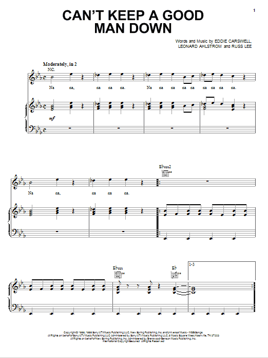 Learn to play Newsong Can't Keep A Good Man Down sheet music for Piano, Vocal & Guitar (Right-Hand Melody) in minutes. Newsong Can't Keep A Good Man Down sheet music preview music notes and score for Piano, Vocal & Guitar (Right-Hand Melody) including 10 page(s)