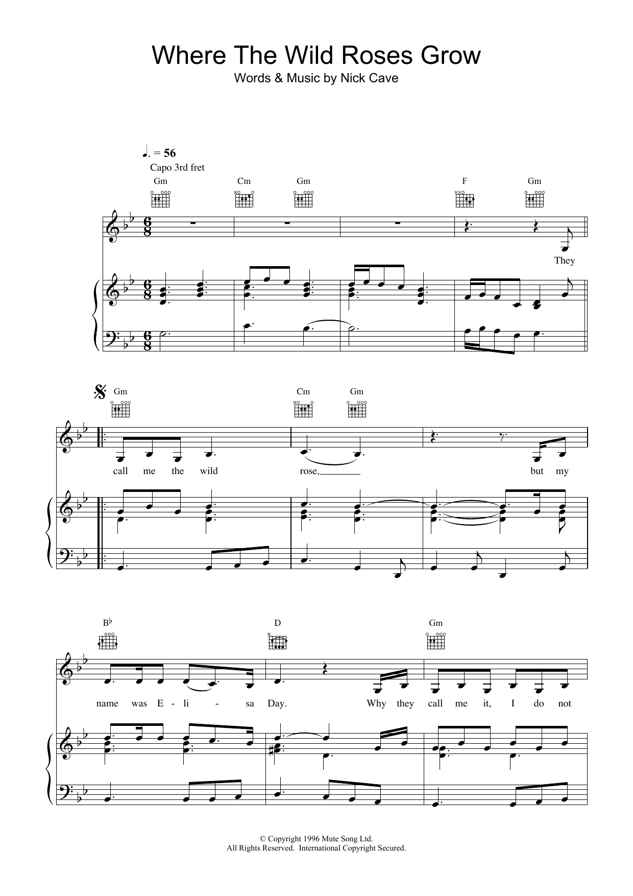 Learn to play Nick Cave Where The Wild Roses Grow sheet music for Melody Line, Lyrics & Chords in minutes. Nick Cave Where The Wild Roses Grow sheet music preview music notes and score for Melody Line, Lyrics & Chords including 2 page(s)