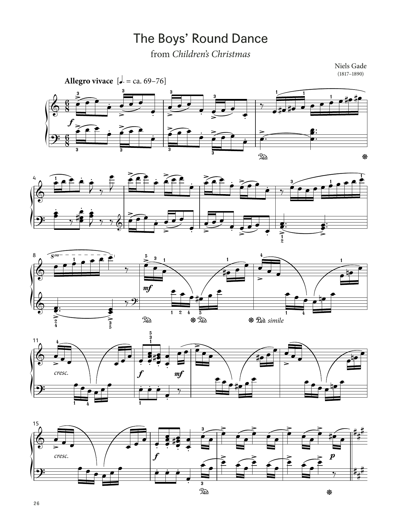Niels Gade The Boys' Round Dance, Op. 36 No. 3b (LCME Piano 2018 Grade 5 List B) sheet music, chords, lyrics - Printable PDF for Piano Solo