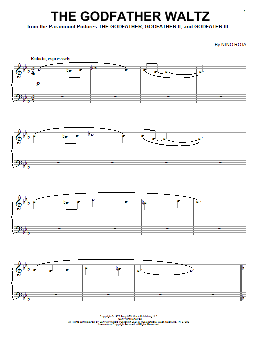Learn to play Nino Rota The Godfather Waltz sheet music for Piano in minutes. Nino Rota The Godfather Waltz sheet music preview music notes and score for Piano including 3 page(s)