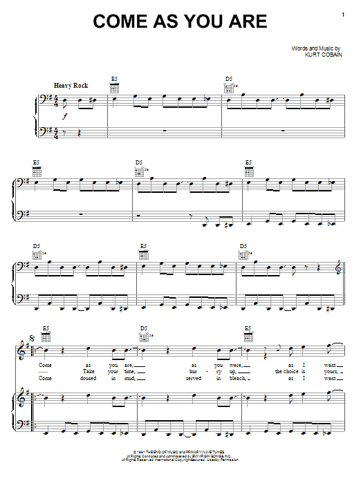 Learn to play Nirvana Come As You Are sheet music for Ukulele in minutes. Nirvana Come As You Are sheet music preview music notes and score for Ukulele including 3 page(s)
