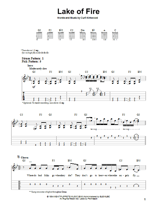 Learn to play Nirvana Lake Of Fire sheet music for Easy Guitar Tab in minutes. Nirvana Lake Of Fire sheet music preview music notes and score for Easy Guitar Tab including 3 page(s)
