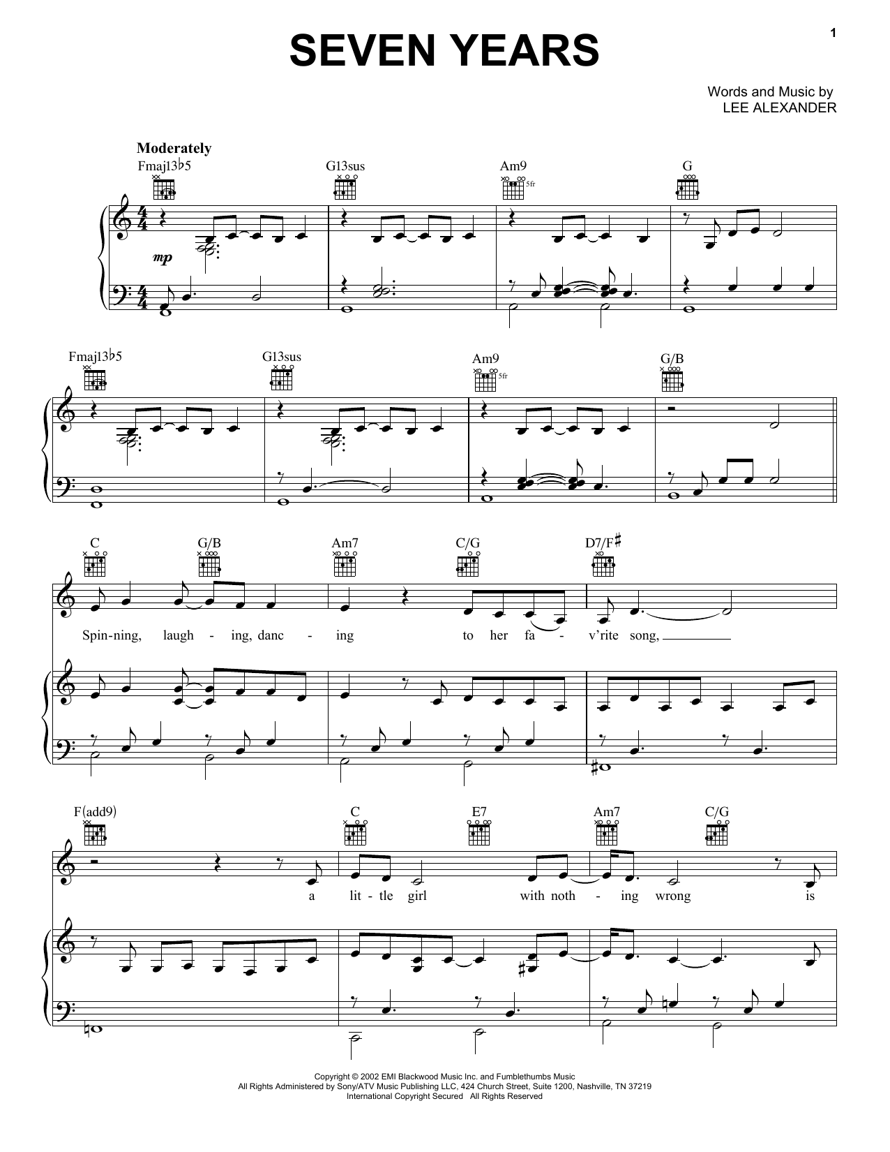 Learn to play Norah Jones Seven Years sheet music for Piano, Vocal & Guitar (Right-Hand Melody) in minutes. Norah Jones Seven Years sheet music preview music notes and score for Piano, Vocal & Guitar (Right-Hand Melody) including 5 page(s)
