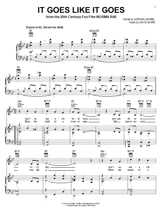 Learn to play Norman Gimbel It Goes Like It Goes sheet music for Piano, Vocal & Guitar (Right-Hand Melody) in minutes. Norman Gimbel It Goes Like It Goes sheet music preview music notes and score for Piano, Vocal & Guitar (Right-Hand Melody) including 4 page(s)