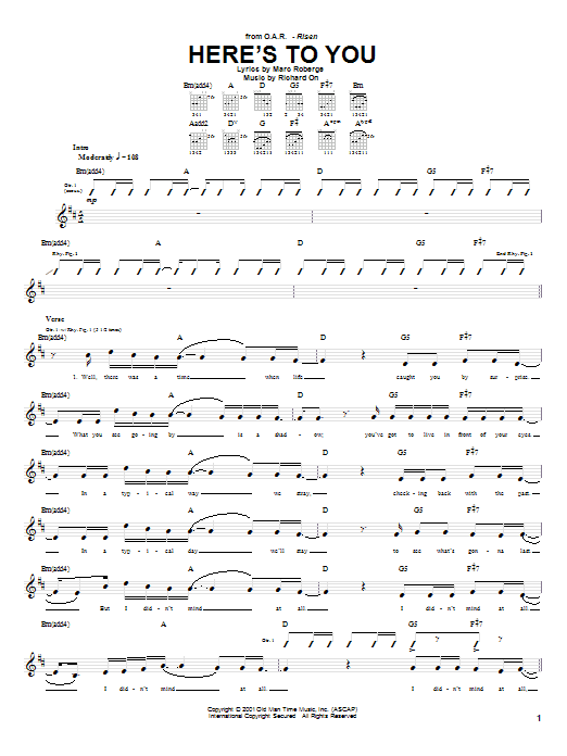 Learn to play O.A.R. Here's To You sheet music for Guitar Tab in minutes. O.A.R. Here's To You sheet music preview music notes and score for Guitar Tab including 7 page(s)