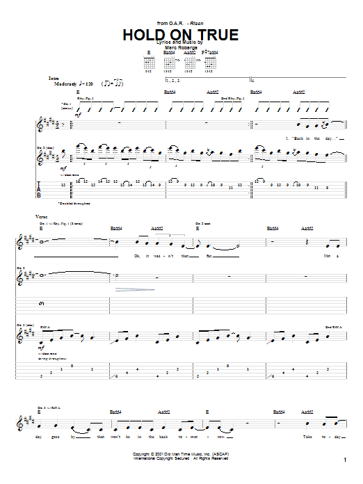 Learn to play O.A.R. Hold On True sheet music for Guitar Tab in minutes. O.A.R. Hold On True sheet music preview music notes and score for Guitar Tab including 7 page(s)