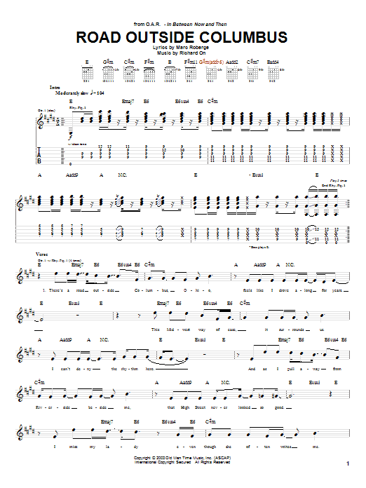 Learn to play O.A.R. Road Outside Columbus sheet music for Guitar Tab in minutes. O.A.R. Road Outside Columbus sheet music preview music notes and score for Guitar Tab including 4 page(s)