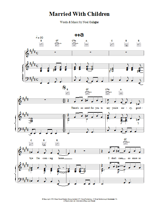 Oasis Married With Children sheet music preview music notes and score for Guitar Tab including 4 page(s)