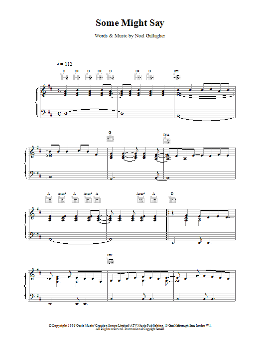Oasis Some Might Say sheet music preview music notes and score for Guitar Tab including 7 page(s)
