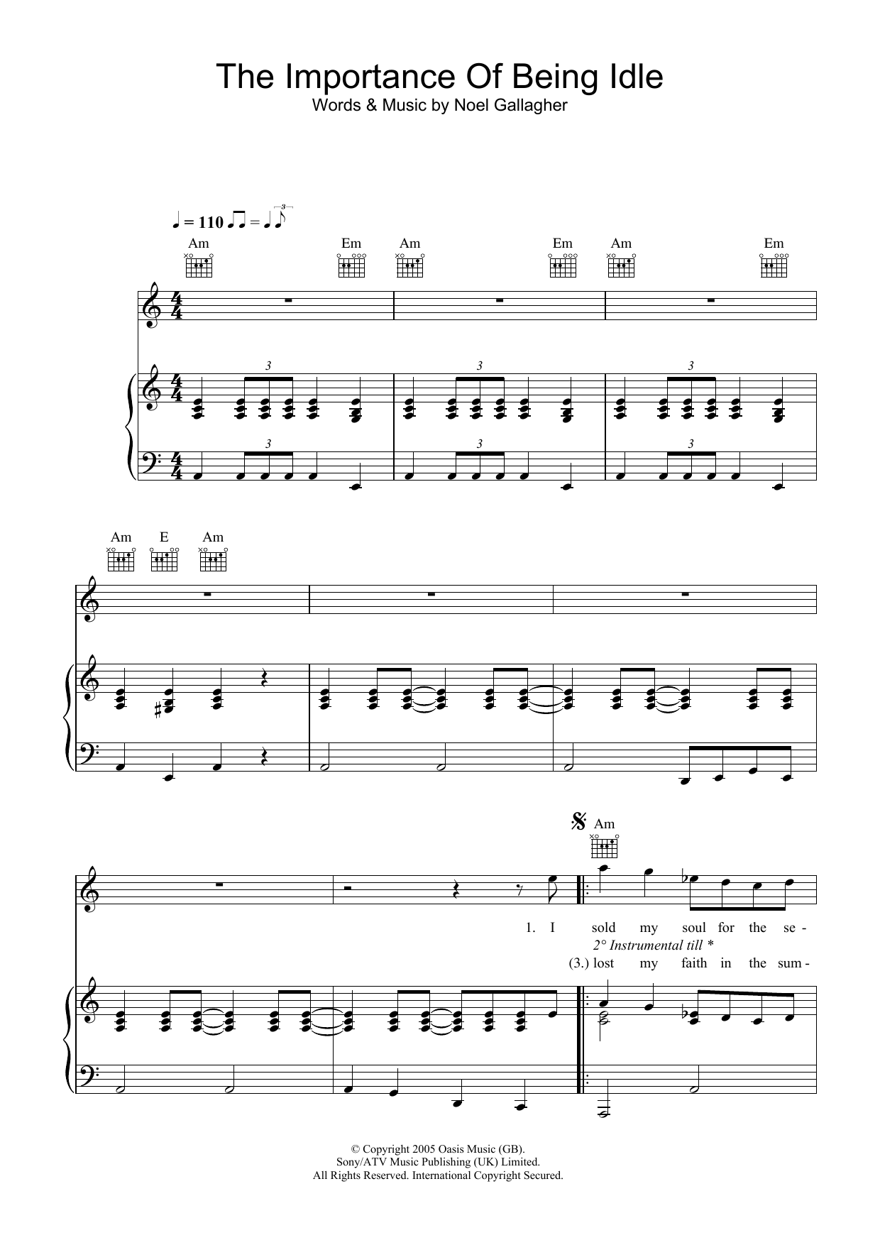 Oasis The Importance Of Being Idle sheet music preview music notes and score for Guitar Tab including 7 page(s)