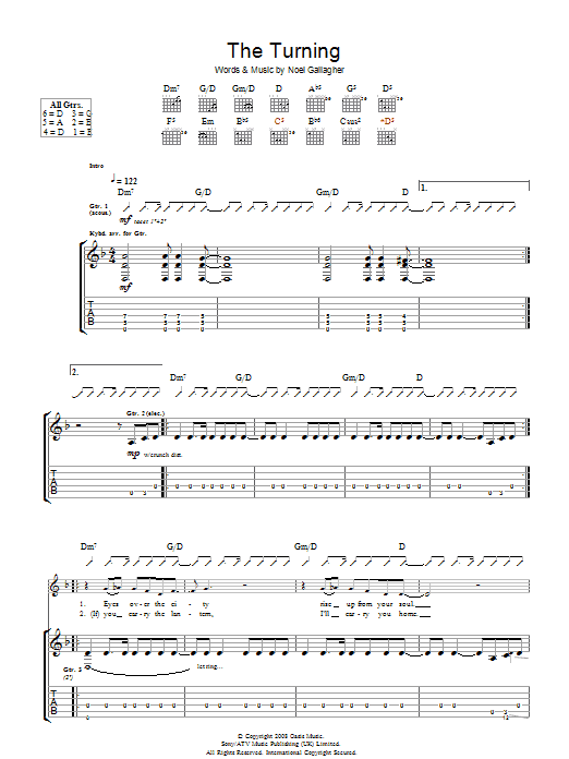 Learn to play Oasis The Turning sheet music for Guitar Tab in minutes. Oasis The Turning sheet music preview music notes and score for Guitar Tab including 6 page(s)