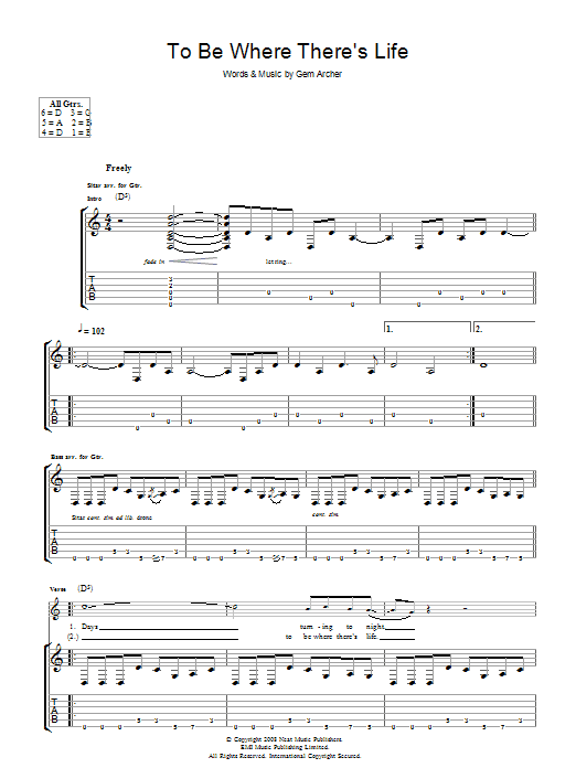 Learn to play Oasis To Be Where There's Life sheet music for Piano, Vocal & Guitar in minutes. Oasis To Be Where There's Life sheet music preview music notes and score for Piano, Vocal & Guitar including 5 page(s)
