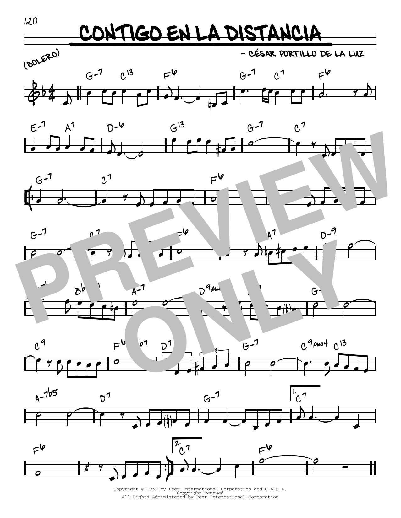 Learn to play Olga Guillot Contigo En La Distancia sheet music for Real Book – Melody & Chords in minutes. Olga Guillot Contigo En La Distancia sheet music preview music notes and score for Real Book – Melody & Chords including 1 page(s)