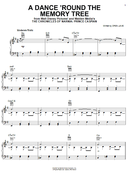 Oren Lavie A Dance 'Round The Memory Tree sheet music, chords, lyrics - Printable PDF for Piano, Vocal & Guitar (Right-Hand Melody)
