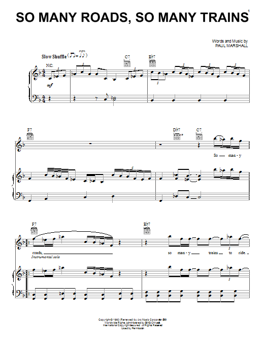 Learn to play Otis Rush So Many Roads, So Many Trains sheet music for Piano, Vocal & Guitar (Right-Hand Melody) in minutes. Otis Rush So Many Roads, So Many Trains sheet music preview music notes and score for Piano, Vocal & Guitar (Right-Hand Melody) including 3 page(s)