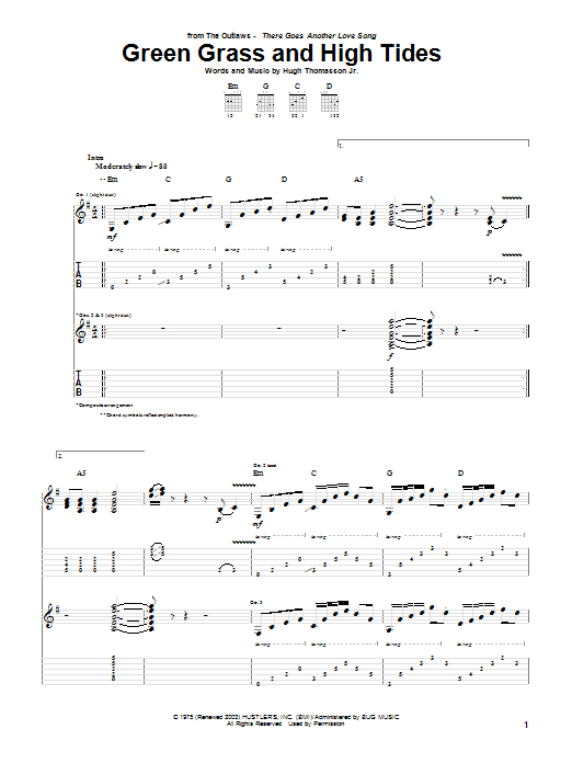 Learn to play The Outlaws Green Grass And High Tides sheet music for Easy Guitar Tab in minutes. The Outlaws Green Grass And High Tides sheet music preview music notes and score for Easy Guitar Tab including 4 page(s)