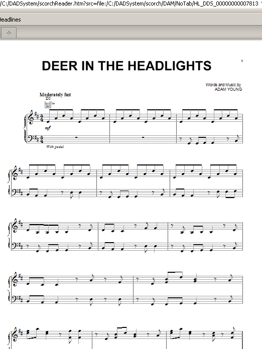 Owl City "Deer In The Headlights" Sheet Music Download Printable PDF