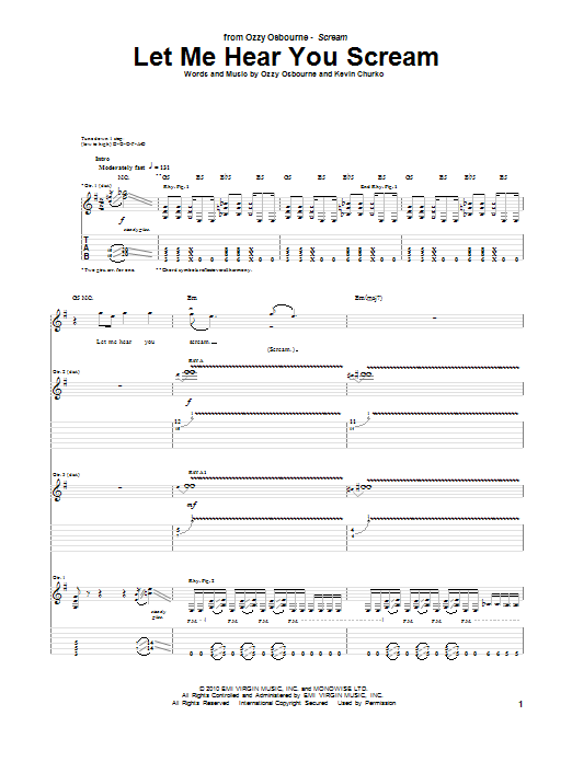 Learn to play Ozzy Osbourne Let Me Hear You Scream sheet music for Guitar Tab in minutes. Ozzy Osbourne Let Me Hear You Scream sheet music preview music notes and score for Guitar Tab including 8 page(s)